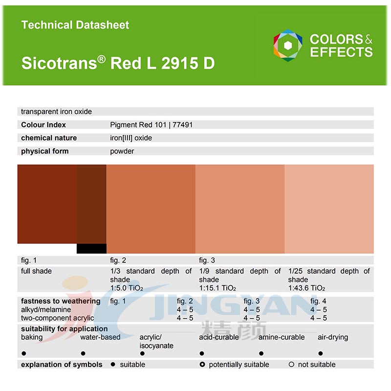 巴斯夫BASF Sicotrans L2915D半透明氧化鐵紅無機顏料