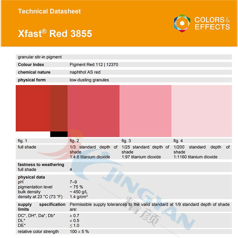 巴斯夫3855紅水溶性顏料TDS技術數(shù)據(jù)報告